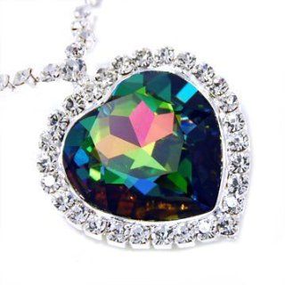 Fancy LARGE Vitrail Medium Austrian Crystal Heart of the Ocean Pendant Necklace Elegant Trendy Fashion Jewelry: Jewelry