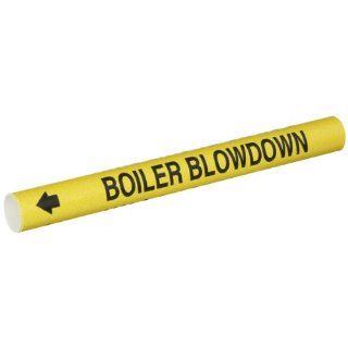 Brady 4015 A Bradysnap On Pipe Marker, B 915, Black On Yellow Coiled Printed Plastic Sheet, Legend "Boiler Blowdown": Industrial Pipe Markers: Industrial & Scientific