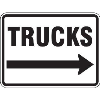 Accuform Signs FRR280RA Engineer Grade Reflective Aluminum Facility Traffic Sign, Legend "TRUCKS" with Right Arrow, 24" Width x 18" Length x 0.080" Thickness, Black on White: Industrial & Scientific