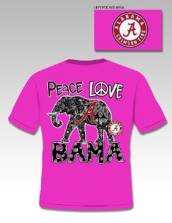 Peace Love BAMA   Univ of Alabama   Ladies T Shirt : Athletic Shirts : Sports & Outdoors
