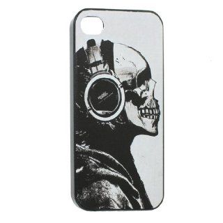 Skull Head Embossment Nonslip Hard Plastic White Black Back Case for iPhone 4 4G: Cell Phones & Accessories