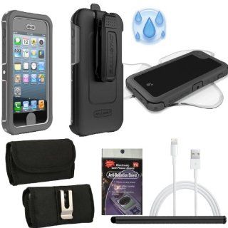 Ballistic Hydra Waterproof White Gray Case for iPhone 5. Comes with Horizontal Metal Clip Case, Car Charger, Stylus Pen and Radiation Shield.: Cell Phones & Accessories