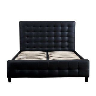 Diamond Sofa Zen Collection Eastern King Size Bonded Leather Tufted Bed   Black: Home & Kitchen