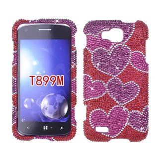 SAMSUNG SGH T899 PINK HEART BURST DIAMOND BLING CASE SNAP ON PROTECTOR: Cell Phones & Accessories