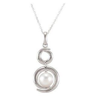 925 Sterling Silver Freshwater Cultured Pearl Pendant: Pendant Necklaces: Jewelry