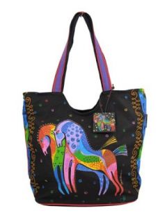 Laurel Burch Rainbow Horses Scoop Tote Bag: Clothing