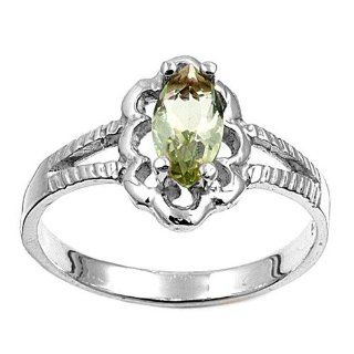 Sterling Silver Small Woman's Yellow Green Colored CZ Ring Baby Comfort Fit 925 New Band 11mm Size 1 Jewelry