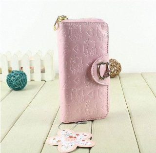 U beauty Pink Cartoon Cat Face Pattern Hollow Out Zipper Long Wallet Purse for Women : Diaper Tote Bags : Baby