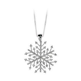 14K White Gold 1/3 ct. Diamond ''Snow Flake'' Pendant with Chain: Katarina: Jewelry