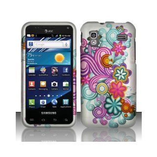 Purple Blue Flower Hard Cover Case for Samsung Captivate Glide SGH I927 Cell Phones & Accessories