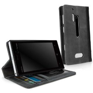 BoxWave Classic Book Nokia Lumia 928 Case   Slate Grey   Vintage Book Cover Case, Genuine Leather Wallet Case Design with Card Slots and Viewing Stand for Nokia Lumia 928: Cell Phones & Accessories
