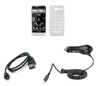Motorola DROID RAZR M XT907 (Verizon) Premium Combo Pack   Clear Argyle TPU Gel Case + ATOM LED Keychain Light + Micro USB Cable + Car Charger Cell Phones & Accessories