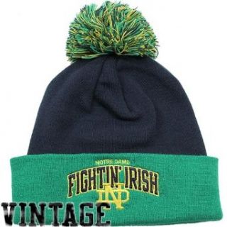 Notre Dame Fighting Irish Mitchell & Ness "Arched Logo" Vintage Cuffed Premium Knit Hat w/ Pom: Clothing