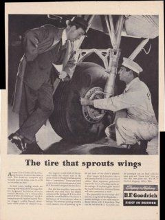 BF Goodrich Tires That Sprout Wings Plane Tires 1945 Vintage Antique Advertisement : Prints : Everything Else