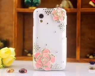 New Pink Camellias Handmade Case Crystal Clear Cover for Samsung Galaxy Ace S5830 / S5830i Protect Skin Cell Phones & Accessories