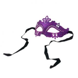 Laser Cut Venetian Purple Mardi Gras Masquerade Mask Costume Ball: Clothing