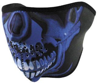 Zan Headgear Neoprene Half Face Mask (BLUE CHROME SKULL): Automotive