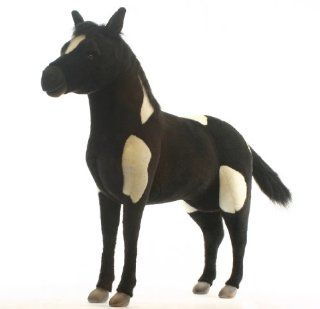 Hansa Ride On Shetland Pony Stuffed Plush Animal, Black & White: Toys & Games