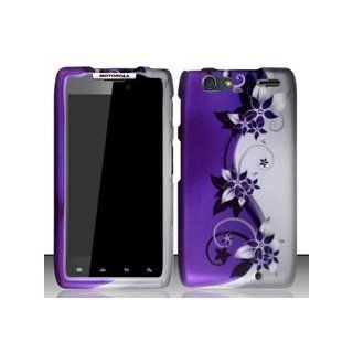 Motorola Droid Razr MAXX XT913 / XT916 (Verizon) Purple/Silver Vines Design Hard Case Snap On Protector Cover: Cell Phones & Accessories