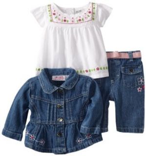 Young Hearts Baby girls Newborn 3 Piece Woven Jacket, Blue, 6 9 Months: Infant And Toddler Pants Clothing Sets: Clothing