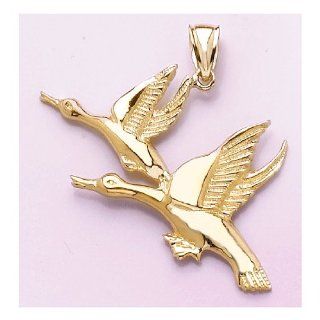 Gold Animal Charm Pendant Double Ducks Flying 2 D: Million Charms: Jewelry