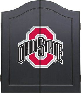 Ohio State Dart Board Cabinet Black Wood : Sports Fan Dart Equipment : Sports & Outdoors