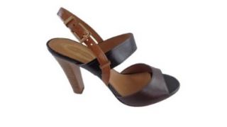 Elie Tahari Eva Leather Sandals (8.5, Chocolate/Black/Luggage): Shoes