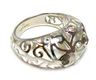 Angelique De Paris Contessa Platinum Rhodium Finish Resin Band Ring in Clear Size 8: Angelique De Paris: Jewelry