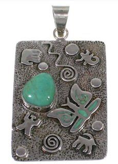 Turquoise And Genuine Sterling Silver Butterfly Pendant HS54819: Jewelry
