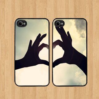 Sky Hands Best Friends For iPhone 4 Case Soft Rubber   Set of Two Cases (Black or White ) SHIP FROM CA Cell Phones & Accessories