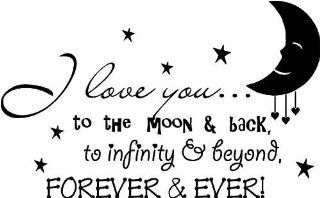 (32"x20") I love you to the moon and back, to infinity and beyond, forever and ever! cute baby nursery wall art wall sayings vinyl decals (32"x20")   Wall Banners