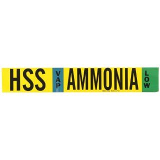 Brady 90408 Ammonia (IIAR) Pipe Markers, B 946, 2 1/4" Height X 14" Width, Black, Sky Blue, Green On Yellow Pressure Sensitive Vinyl, Legend "HSS   Ammonia": Industrial Pipe Markers: Industrial & Scientific