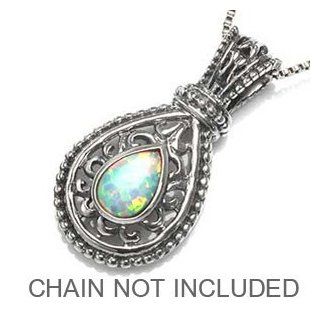 Created Opal 925 Sterling Silver Filigree Pendant: SilverShake: Jewelry