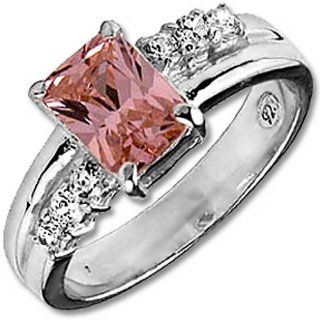 .925 Sterling Silver Pink Ice Cocktail Ring: Jewelry
