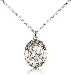 .925 Sterling Silver Pope Saint Eugene I Medal Pendant 3/4 x 1/2 Inches  8352  Comes with a .925 Sterling Silver Lite Curb Chain Neckace And a Black velvet Box Jewelry