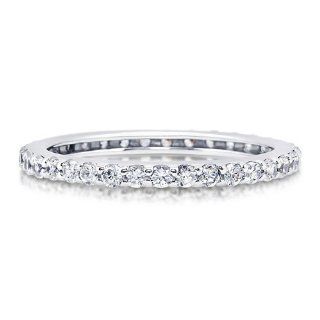 BERRICLE Cubic Zirconia CZ 925 Sterling Silver Eternity Fashion Right Hand Ring 1.5mm: BERRICLE: Jewelry