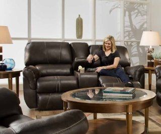 Blackjack Cocoa Bonded Leather Double Reclining Loveseat W/ with storage cup holders   Love Seats