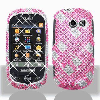 Hot Pink Brown Plaid Bling Gem Jeweled Crystal Cover Case for Samsung Flight II 2 SGH A927 Cell Phones & Accessories