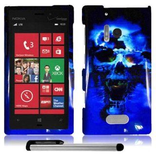 Mysterious Sapphire Skull Distinctive Artistic Design Protector Hard Cover Case for Nokia Lumia 928 (Verizon) Microsoft Windows Phone 8 + Free 1 Garnet House New 4"L Silver Stylus Touch Screen Pen: Cell Phones & Accessories
