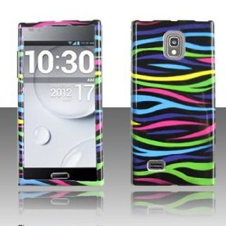 LG Spectrum 2 II VS930 VS 930 Black with Color Rainbow Zebra Animal Skin Design Snap On Hard Protective Cover Case Cell Phone: Cell Phones & Accessories