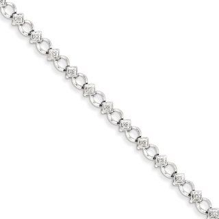 Sterling Silver Diamond Bracelet: Link Charm Bracelets: Jewelry