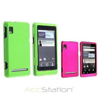 XMAS SALE!!! Hot new 2014 model Green+Clear Pink Rubber Hard Skin Case Cover For Motorola Droid 2 Global A955CHOOSE COLOR: Cell Phones & Accessories
