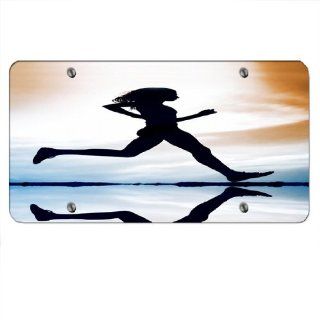 Running Woman Silhoutte   Car Tag License Plate: Sports & Outdoors