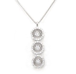 14k White Gold Dancing Heartbeat Diamond Circle Drop Pendant Diamond Pendant Rhythm Jewelry