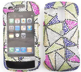 Samsung Rogue u960 Full Diamond Crystal,Blue/Green/Pink/White Triangles Full Rhinestones/Diamond/Bling   Hard Case/Cover/Faceplate/Snap On/Housing: Cell Phones & Accessories