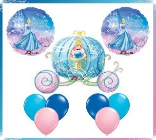 Disney Princess 33" Cinderella Carriage Happy Birthday Jumbo Mylar Foil Balloon Set   Children's Party Supplies: Toys & Games