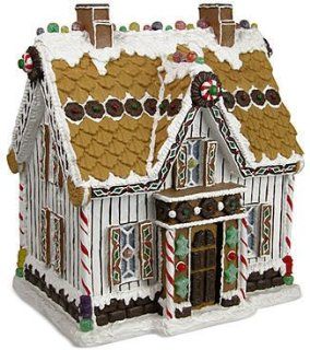 16" Vanilla Icing Victorian Gingerbread House Table Top Christmas Decoration   Holiday Figurines