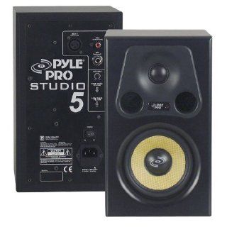 Pyle Pro PSTUDIO5 5.25'' 300 Watt 2 Way Bass Reflex Amplified Studio Monitor Speaker: Musical Instruments