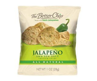 The Better Chip Tortilla Chips, Jalapeno and Sea Salt, 1 oz. Bags, 40 Count : Grocery & Gourmet Food