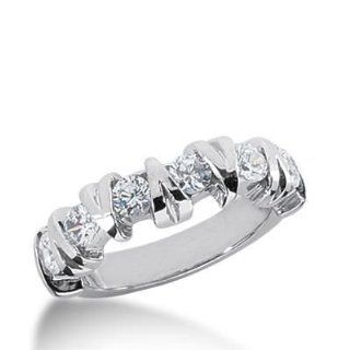 950 Platinum Diamond Anniversary Wedding Ring 6 Round Brilliant Diamonds 0.90 ctw 246WR1091PLT Wedding Bands Wholesale Jewelry